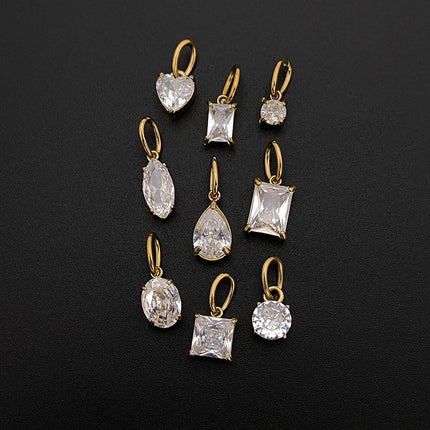 eManco 14K Gold Plated Stainless Steel  Inlaid With Zircon Pendant  Charm  Diy Jewelry Accessories Earring Making Supplies