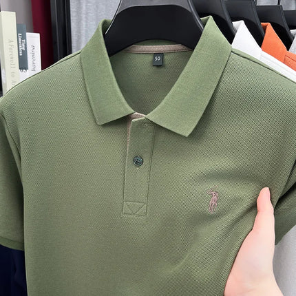 100% pure cotton men's short-sleeved polo shirt, hot-selling summer fashionable horse logo embroidery classic Paul casual T-shirt