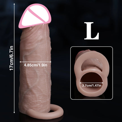 Dick Sleeve Enlargement Lock Sperm Dildo Penis Ring Adult Men Sex Toys Enlarged Thick Cock Sleeve Soft Silicone Male 18 Sexy Toy