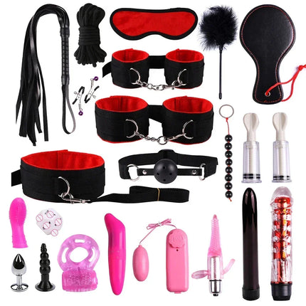 Leather Bondage Set BDSM Fetish Handcuffs Collar Erotic Toys Women Couples Adult Play Erotico Sexy Toys Sex Toys for Women Slave