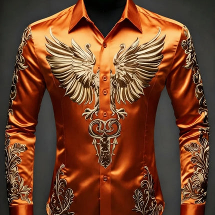 Noble and elegant, high-quality and comfortable men's long sleeved shirt, fashionable trend, digital printing, street outdoor