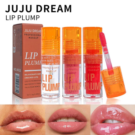 Autumn Winter Essential 3-Pcs Lip Oil Autumn Winter Lip Care 3Pcs HPlump Set Pink Hydrating Long-Lasting Moisturizing Gloss Balm