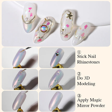 MSHARE 3D Top Coat Gel 50ml 5 IN 1 Rhinestones No Wipe Water Drop UV/LED Soak Off Gel for Nail Art & Extensions