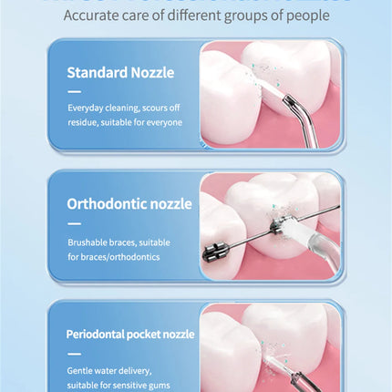 Portable Water Flosser Dental Oral Irrigator Teeth Cleaner 350ml 4 Modes Rechargeable IPX7 Waterproof for Travel Use