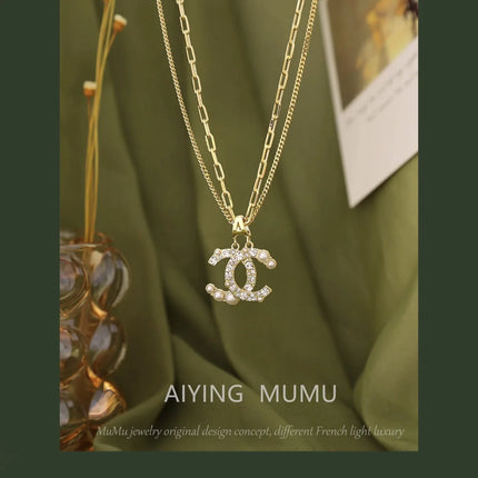 Luxurious Letter Necklace Pearl Dot Sweater Chain Elegant Style Fashion Commute Light Luxury Trend Autumn Winter Jewelry
