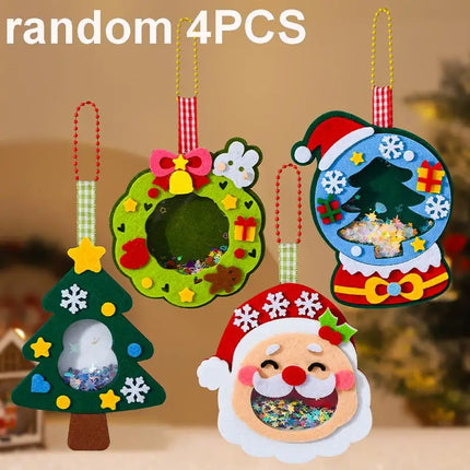 4PCS Shaker Puzzle Toys Cartoon Non Woven Shake Pendant DIY Material Kits For Kids Easy To Paste Accessories Handmade Crafts