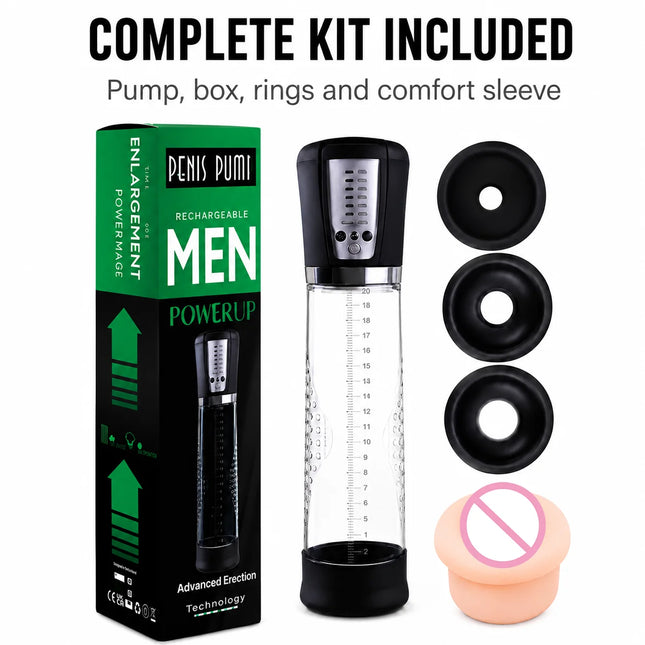 Electric Penis Enlarge Vacuum Pump with 4 Suction Intensities Penis Enlargement Extend Pump Air Pressure Device Sex Toys for Men