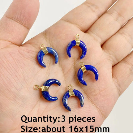 Blue Lapis Lazuli Pendant Gems Cross Hand Oval Shape Natural Stone Lapis Lazuli Charms for Jewelry Making Necklace DIY Bracelet