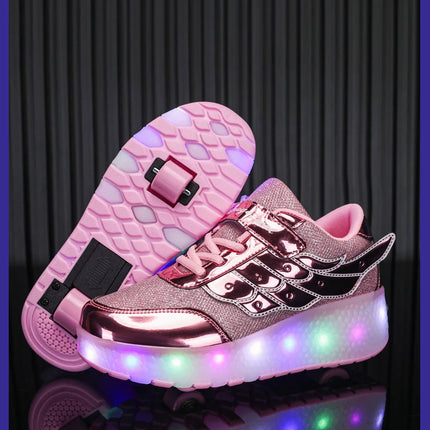 Sneakers Roller Shoes Outdoor Deformation Parkour Skates Dual-Use Children Girls Boys Adult Men Women Unisex Roller Skates