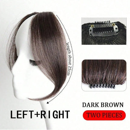10Inch Middle Parted Synthetic French Bangs Hair Extension Left&Right Side Bangs With Seamless BB Clips Easy Clip In Fringe Hair