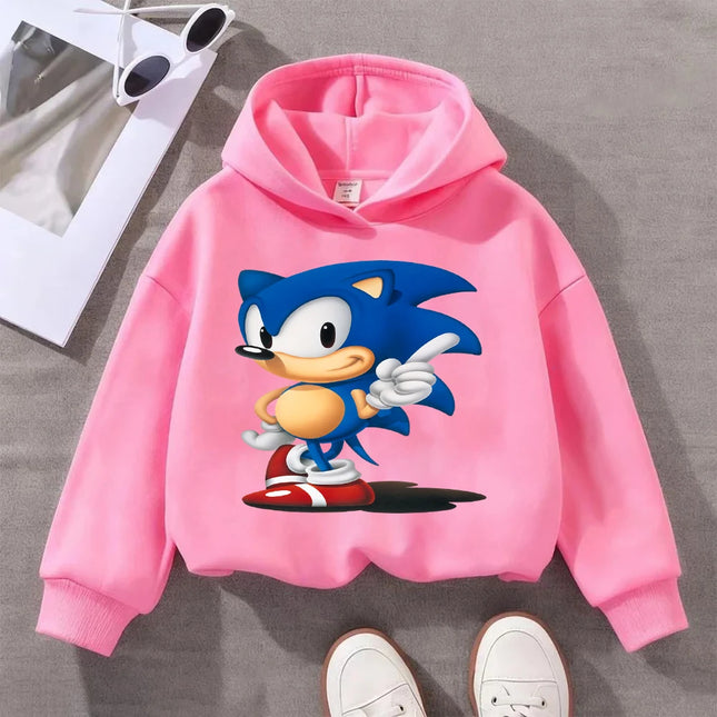 Kids Sonic The Hedgehog Hoodie Boys Girls Golden Super Sonic Print Sweatshirt Long Sleeve Casual Pullover Children's Cartoon