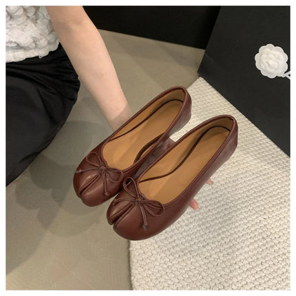 New Brand Women Flats Soft Ballet Shoes Slip On Loafers Soft Moccasins Tabi Ninja Casual Shoes Mujer Ladies Shoes Bow Knot Mujer
