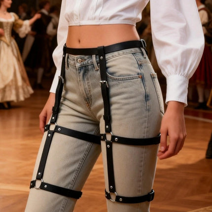 Sexy Harness for Women Pu Leather Leg Harness Suspenders Lingerie Bondage Thigh Garter Belt Fetish Gothic Clothing Accessory