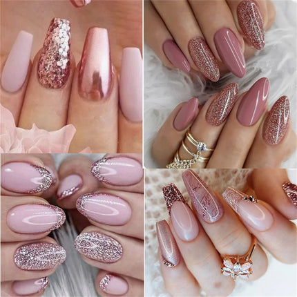 6pcs Pink Red Glitter Gel Nail Polish Set Silver Auroras Glitter Semi Permanent Soak Off UV Gel Varnish Nail Supplies DIY Decor
