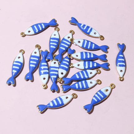 20pcs 18x5mm Stainless Steel Fish Enamel Charms Pendant Stainless Steel DIY Jewelry Making Accessories Findings