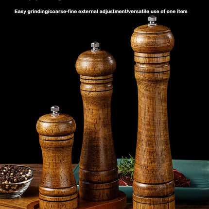 5" 8" 10" Salt and Pepper Grinder, Solid Wood Spice Pepper Mill with Strong Adjustable Ceramic Grinder Kitchen Cooking Tools