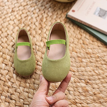 New Girl Dresses Casual Shoes Simple Fashion Children Leather Shoes Solid Color Spring Autumn Kids Princess Ballet Flat Shoes