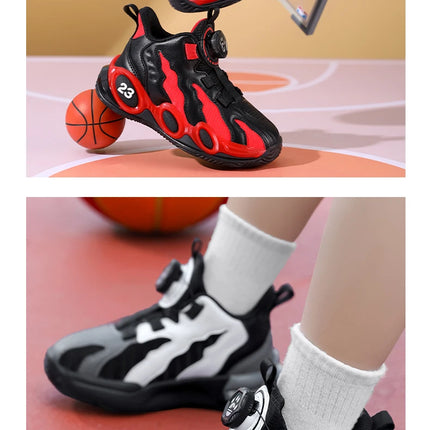 Fashion Basketball Shoes for Kids High-top PU Leather Sports Shoes Children Casual Shoes Boys Girls Comfortable Gym Trainers New