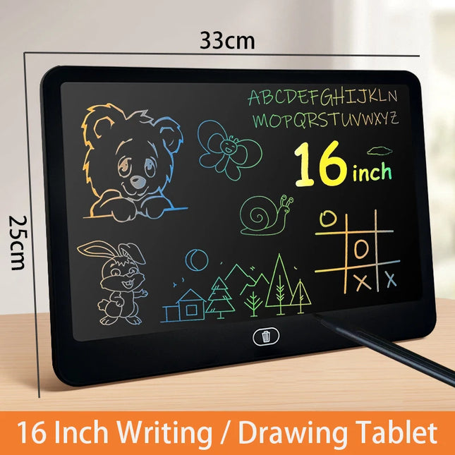 16 Inch/13 Inch LCD Drawing Tablet Writing Board Doodle Chalkboard Message Board Educational Gift for 3-12 Years Kids Travel Toy