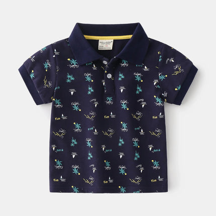 2026 Short Sleeve Summer Boy's Polo Shirt Children's Tops Wear Leaf 90-130 CM Kids Tees Soft Boys Outfits 4-6Y