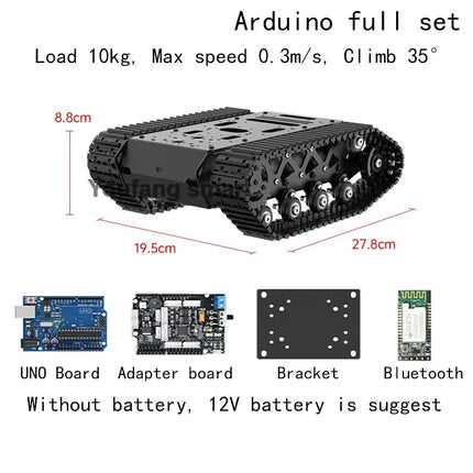 10KG Load Strong Shock Absorption Tank Chassis with Motor Suspension All Metal Tank Robot Kit For Arduino STM32 ROS Robot Car