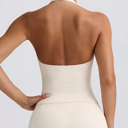 Women's Beautiful Back Nude Feeling Shock-absorbing Gathering Anti Sagging Fitness Sports Vest Suspender Neck Hanging Yoga Bra