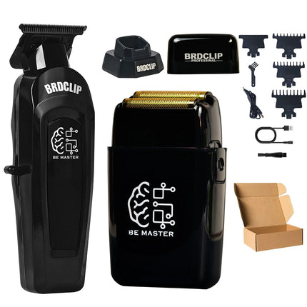 BRDCLIP High Power Professional Barber 2PC Set 8000rpm Shaver Sculpting Salon Hair Trimmer Ceramic Blade Clipper Finish Machine