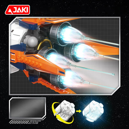 Space exploration series electric rotating star ring space station ornament educational toy building blocks birthday gift