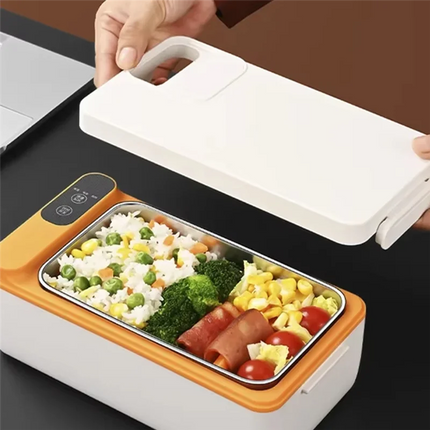 Stainless Steel Electric Lunch Box - Large Capacity, Portable For Office & Car, Self-Heating, Ideal For Travel & Work