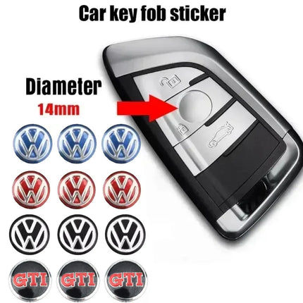 3pcs 14mm Car Metal Emblem Stickers Auto Remote Key Logo For Volkswagen VW GTI Polo Golf Caddy Jetta Sharan Passat Tiguan Arteon
