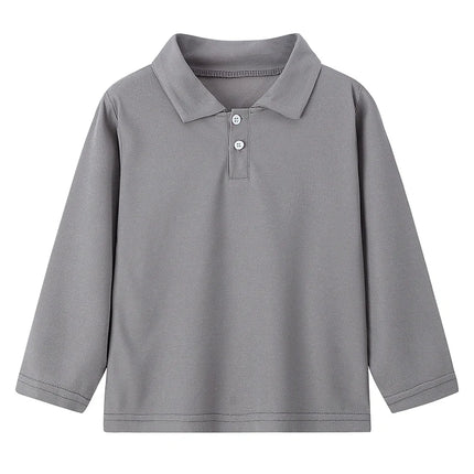 2025 New 3-Piece Children's Pure Color Simple Fashion Polo Shirt Boy Casual Joker Long-sleeved Shirt Brother Brother parent-child