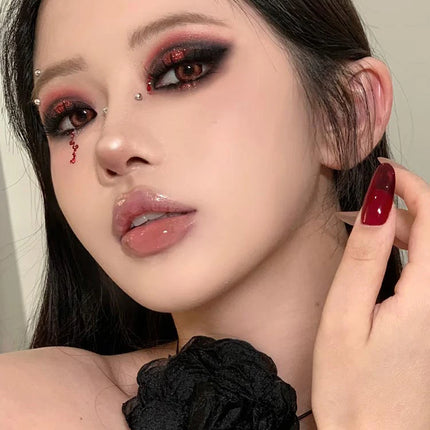 1Pc Blue Black Red Eyeshadow Palette Halloween Makeup Girl Smoky Punk Eye Shadow Palette Matte White Lying Silkworm Eye Cosmetic