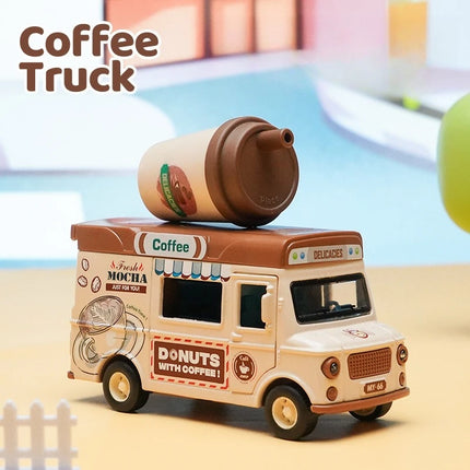 1:36 Q-version Pull Back Fast Food Car Alloy Car Model Burger Magnetic Induction Novelty Sound and Light Toy Children's Gift