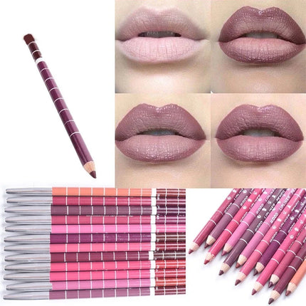 New 2025 Hot Sale New 12 Color 1Set Professional Metal Makeup Pencil Lipstick Suitable Women's Makeup Matching Lipstick Supplies