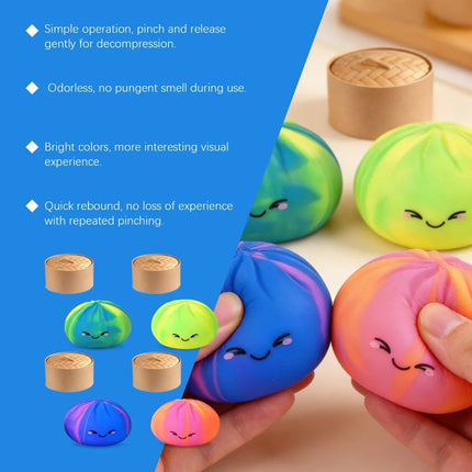 Cute Dumpling Bao Bun Squishy Toy, Soft TPR Stress Relief Fidget Pack, Anti-Anxiety Sensory Toy for Adults & Kids Squeeze Gifts