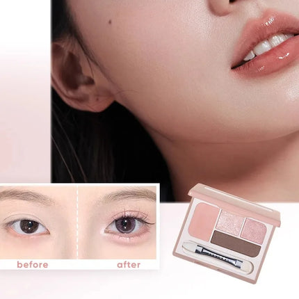 Judydoll 4 Colors Eyeshadow Palette Blush Eyeliner Eye Shadow Highlight Contour Palette Silkworm Plate Face Brighten Makeup