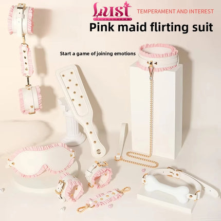 Adult BDSM Products Bondage Sex Toy Kits with PU Leather Handcuffs Collar Mask Bone Plug Game Accessories for Couple Erotic Shop