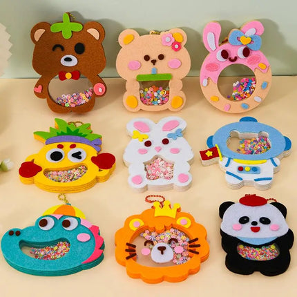 4PCS Shaker Puzzle Toys Cartoon Non Woven Shake Pendant DIY Material Kits For Kids Easy To Paste Accessories Handmade Crafts