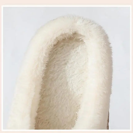 Asgard Plush Women Slippers Thick Sole Non-slip Outdoor Fuzzy Slides Winter New Fur Collar Cotton Shoes Winter Warm Home Slipper