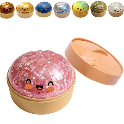 Giant Squishies Dumpling Bun Toy, Slow Rising Glitter Dumpling Stress Ball, Stress Relief Fidget Toy for Home Office Travel