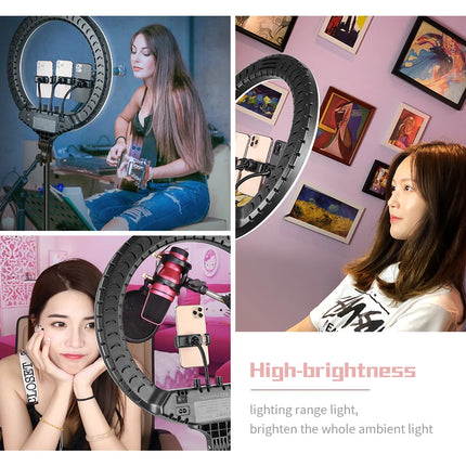 SH Ring Light 18inch Kit 36W 6500K Professional LED Control Stand Phone Holder Tube  Bag for Tattoo Lash Extension Barber Light