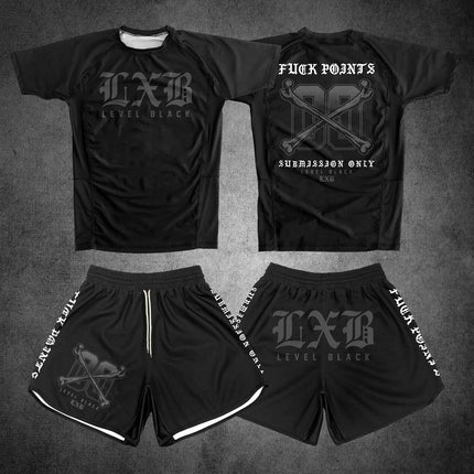 V1 LXB AJJ Quick Drying Black Rash Guard Gym Set Levelxblack Jersey RANKED V2 NIVEL NEGRO T-shirt And Shorts Combo for Fitness