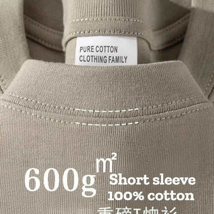 600G Heavy Cotton Short-sleeved T-shirt Men's and Women's Summer Loose Casual Trend Versatile Round Neck Half-sleeved Clothes