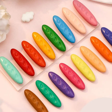 12/24/36 Colors Plastic Plastic Crayon Washable Erasable Colored Crayon Do Not Dirty Hands Peanut Shaped Wax Pencil Stationery