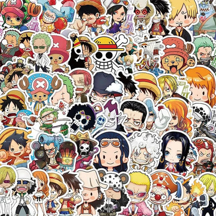 50/100pcs Japan One Piece Anime Stickers Cartoon Decals DIY Skateboard Car Laptop Motorcycle Waterproof Cool Sticker Classic Toy