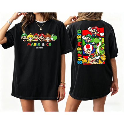 2026 New Super Mario graphic unisex cotton shirt, There are children size, Mario movie summer Men's fashion Harajuku Tshirt