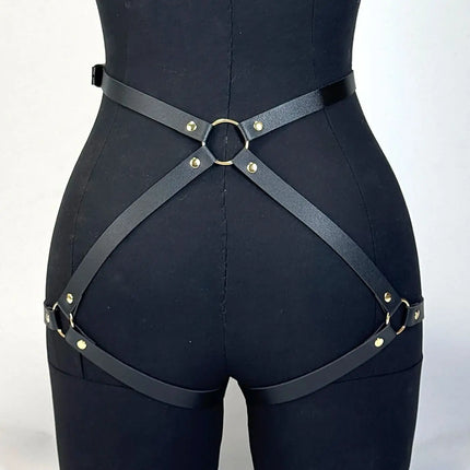 Women's Fashion Gold Rivet Black Belt Adjustable Sexy Body Strap Tight Belt Daily Entertainment BDSM Couple Clothing Accessories
