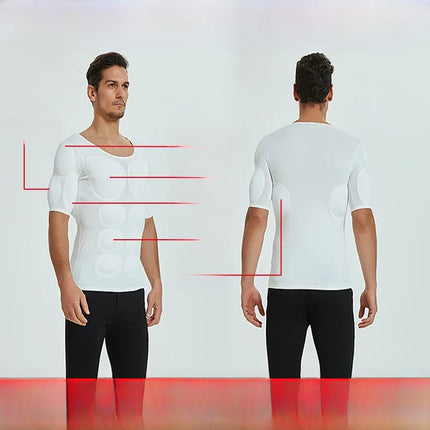 New Invisible Men's T-Shirt with Fake Muscles Short Sleeve Slim Fit Bodybuilding Costume Youthful Popular Nylon Spandex Blend
