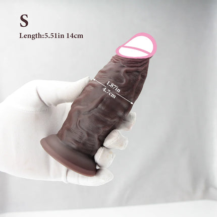 Realistic Dark Anal Dildos Thick Penis Butt Plug Soft Dildo Vaginal Masturbation Suction Cup Dick Anal Sex Toys for Women Men