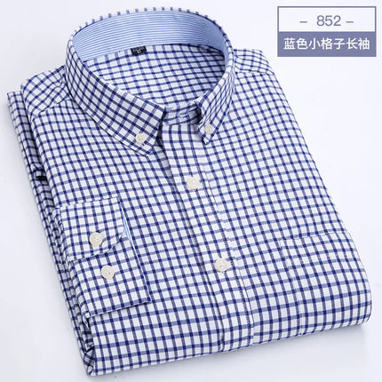 Men's Long-Sleeved Shirt Made of Oxford Fabric, Suitable for All Seasons, Trendy and Versatile, Perfect for Daily Office Wear.